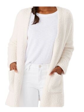 Tommy Bahama Island Soft Cream Long Lounge Cardigan with Pickets Medium